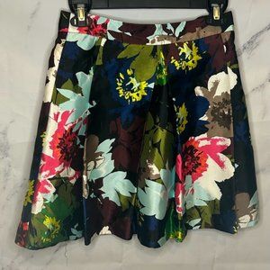 Trina Turk Pleated Floral ALine  Skirt